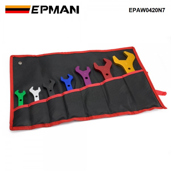 EPMAN 7 Pieces Billet Aluminum Double Ended AN Fitting Socket Wrench Spanner Tool Set Kit Aluminum Wrench Set AN3-AN20 EPAW0420N7