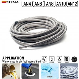 TANSKY AN4 AN6 AN8 AN10 AN12 Stainless Steel Braided Racing Hose Fuel Oil Line