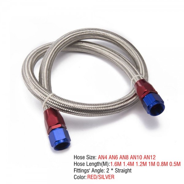 EPMAN 10PCS/LOT 55" 8AN Stainless Steel Braided Oil/Fuel Line w/ Fitting Hose End Adapter 