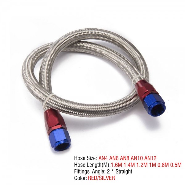 EPMAN 10PCS/LOT 55" 6AN Stainless Steel Braided Oil/Fuel Line w/ Fitting Hose End Adapter 