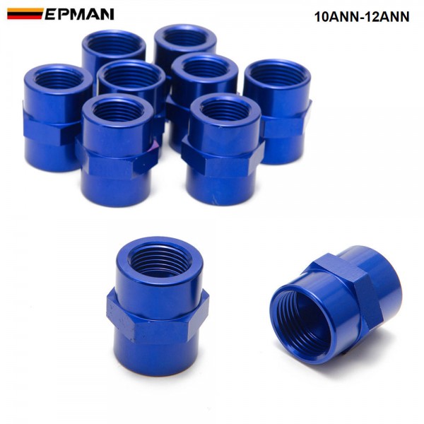 EPMAN -10PCS/LOT Fitting Flare Reducer Female -12 AN to Female -10 Blue Flare Reducers Alloy Fitting 10ANN-12ANN