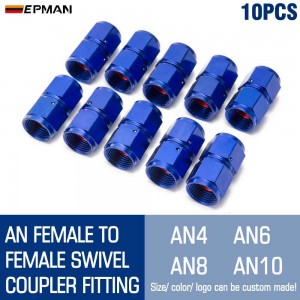 TANSKY 10PCS/LOT 4AN 6AN 8AN 10AN Female to AN4 AN6 AN8 AN10 Female Straight Swivel Coupler Union Fitting Adapter Aluminum Blue