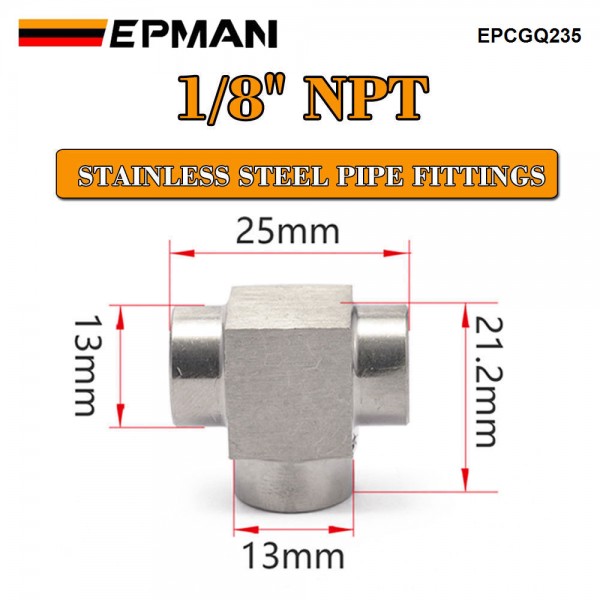 EPMAN 1/8 NPT Female Pipe T Tee Fitting 3 Way SS304 Fitting For Fluid Transfer, Vacuum Line, Fuel Pump, Oil Cooler etc. EPCGQ235 EPMAN 1/8 NPT Female Pipe T Tee Fitting 3 Way SS304 Fitting For Fluid Transfer, Vacuum Line, Fuel Pump, Oil Cooler etc. EPCGQ235