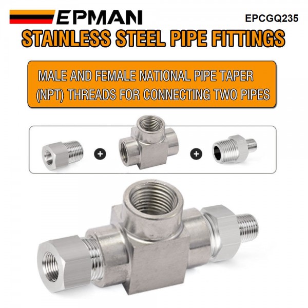 EPMAN 1/8 NPT Female Pipe T Tee Fitting 3 Way SS304 Fitting For Fluid Transfer, Vacuum Line, Fuel Pump, Oil Cooler etc. EPCGQ235 EPMAN 1/8 NPT Female Pipe T Tee Fitting 3 Way SS304 Fitting For Fluid Transfer, Vacuum Line, Fuel Pump, Oil Cooler etc. EPCGQ235