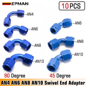 EPMAN 10PCS AN4 AN6 AN8 AN10 90 Degree 45 Degree Swivel Female To Female Flare Union Adapter Fitting Oil Fuel