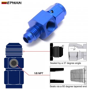 EPMAN 10PCS Blue Aluminum Male 1/8" NPT Side Port Oil Fuel Pressure AN4 AN6 AN8 AN10 Fitting Adapter