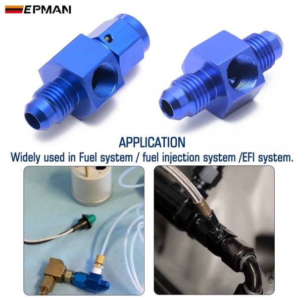 EPMAN 10PCS Blue Aluminum Male 1/8" NPT Side Port Oil Fuel Pressure AN4 AN6 AN8 AN10 Fitting Adapter