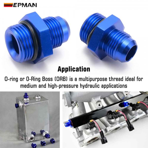EPMAN 10PCS Straight AN4 AN6 AN8 AN10 AN12 Male Flare To O Ring Boss ORB Male Fuel Pump Rail Adapter Aluminum AN Flare Twin Hose Fitting