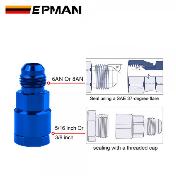 EPMAN Aluminum 6AN Or 8AN Male Flare to 3/8" Or 5/16" SAE Quick Disconnect Female Fitting Adapters Oil Fuel Adapter EPJTAN-K