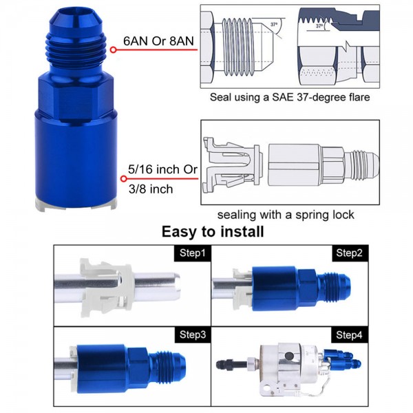 EPMAN Aluminum AN to Female Quick Connect 6AN Or 8AN Male to 3/8" Or 5/16" Quick-Disconnect Female Push-On Fitting Connector Adapter EPJTAN-KDJ