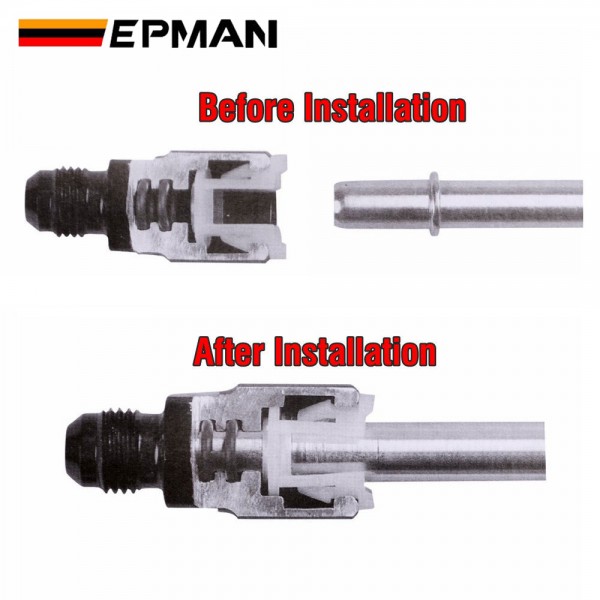 EPMAN Aluminum AN to Female Quick Connect 6AN Or 8AN Male to 3/8" Or 5/16" Quick-Disconnect Female Push-On Fitting Connector Adapter EPJTAN-KDJ