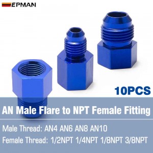 TANSKY 10PCS/LOT  Flare Aluminum Blue Fitting Female -1/8NPT -3/8NPT -1/4NPT -1/2NPT to Male -4AN -6AN -8AN -10AN Oil Cooler Fuel Pump Filter Rail Regulator Fitting
