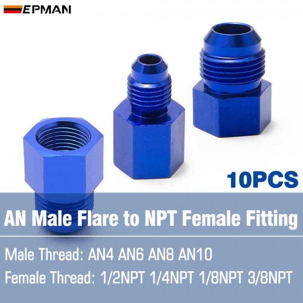 TANSKY 10PCS/LOT Flare Aluminum Blue Fitting Female -1/8NPT -3/8NPT -1/4NPT -1/2NPT to Male -4AN -6AN -8AN -10AN Oil Cooler Fuel Pump Filter Rail Regulator Fitting TANSKY 10PCS/LOT Flare Aluminum Blue Fitting Female -1/8NPT -3/8NPT -1/4NPT -1/2NPT to Male -4AN -6AN -8AN -10AN Oil Cooler Fuel Pump Filter Rail Regulator Fitting