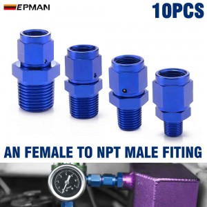 EPMAN 10PCS -6AN Female To 1/4" NPT 1/8" NPT 1/2" NPT 3/8" NPT Male Swivel Straight Adapter Fitting Aluminum Fuel Hose Fitting