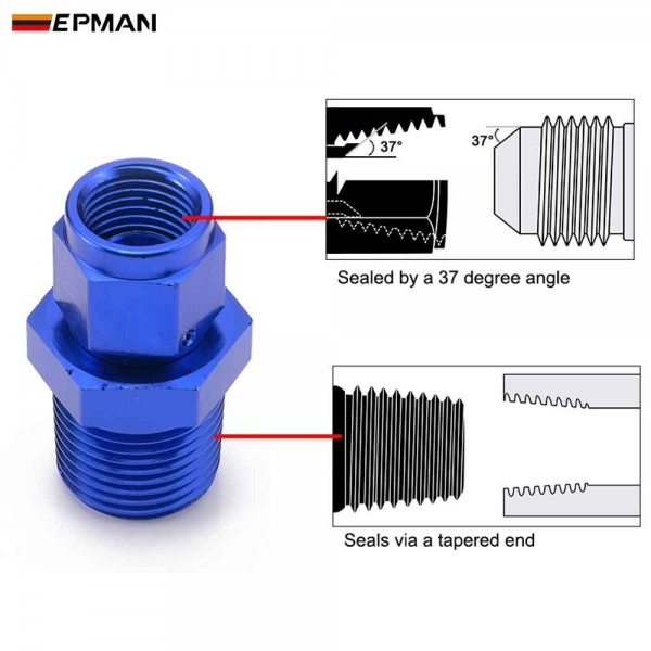 EPMAN 10PCS -6AN Female To 1/4" NPT 1/8" NPT 1/2" NPT 3/8" NPT Male Swivel Straight Adapter Fitting Aluminum Fuel Hose Fitting