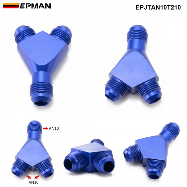 EPMAN Universal 3-Way Y-Block Fitting Adapter AN6/AN8/AN10 Male To 2X AN6/AN8/AN10 Male Blue EPMAN Universal 3-Way Y-Block Fitting Adapter AN6/AN8/AN10 Male To 2X AN6/AN8/AN10 Male Blue