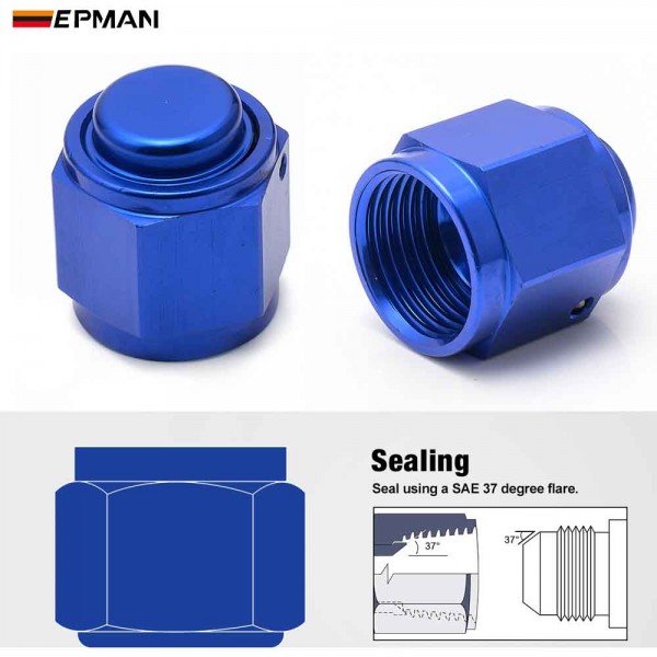 EPMAN 10PCS Aluminum 4-AN 6-AN 8-AN 10-AN 12-AN Adapter Female Flare End Cap / Plug / Tube Nut Fitting Blue AN4 AN6 AN8 AN10 AN12