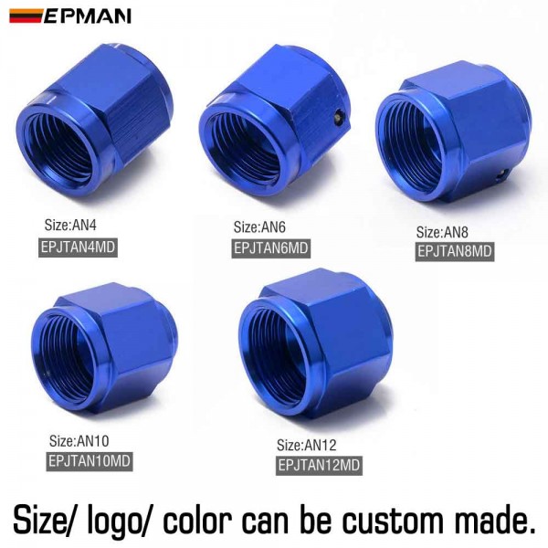 EPMAN 10PCS Aluminum 4-AN 6-AN 8-AN 10-AN 12-AN Adapter Female Flare End Cap / Plug / Tube Nut Fitting Blue AN4 AN6 AN8 AN10 AN12