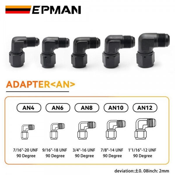 EPMAN AN4/AN6/AN8/AN10/AN12 Female to Male 90 Degree Swivel Adapter Aluminum Fuel Fitting TKGZMAN