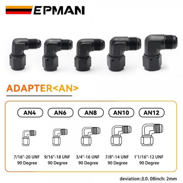 EPMAN AN4/AN6/AN8/AN10/AN12 Female to Male 90 Degree Swivel Adapter Aluminum Fuel Fitting TKGZMAN EPMAN AN4/AN6/AN8/AN10/AN12 Female to Male 90 Degree Swivel Adapter Aluminum Fuel Fitting TKGZMAN