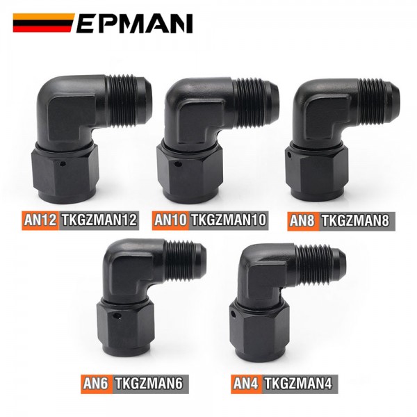 EPMAN AN4/AN6/AN8/AN10/AN12 Female to Male 90 Degree Swivel Adapter Aluminum Fuel Fitting TKGZMAN EPMAN AN4/AN6/AN8/AN10/AN12 Female to Male 90 Degree Swivel Adapter Aluminum Fuel Fitting TKGZMAN