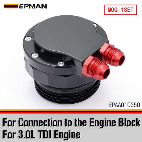 EPMAN 3.0L TDI Oil Cooler Flange Billet Aluminum Oil Filter Cover for Connection to the Engine Block EPAA01G350