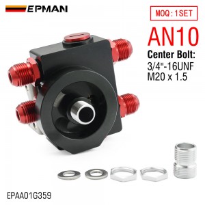 EPMAN M20 x 1.5 3/4"-16UNF External Oil Filter Relocation Kit Cooler Sandwich Plate with Thermostat 4x AN10 Outlets EPAA01G359