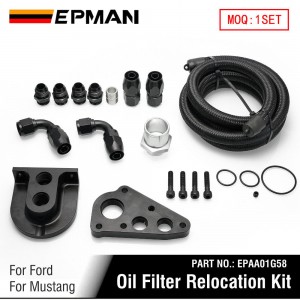 EPMAN Billet Aluminum Oil Filter Relocation Kit For Mustang GT / F150 Adapters For Ford 4.6 / 5.4 EPAA01G58