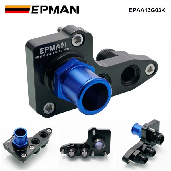 EPMAN Billet Aluminum Oil Filter Adapter For Ford Modular 4.6L/5.4L Engine Oil Filter Relocation Adapter + 12AN Oil Fittings EPAA13G03K