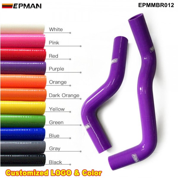 EPMAN Racing 2PCS Silicone Turbo Intercooler Radiator Hose Kit For Mitsubishi Lancer Virage 1.8 4G93 00-07 EPMMBR012 (Pre-order ONLY)