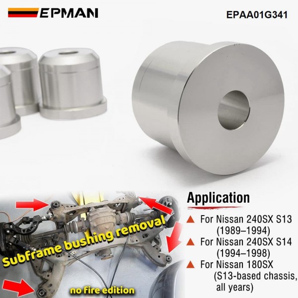 EPMAN Sports Rear Subframe Bushings Bush Kit OE Replace Solid Aluminum For Nissan 89-98 240SX S13 S14 Chassis Parts EPAA01G341