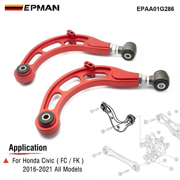 EPMAN Rear Adjustable Camber Arms CNC Billet Aluminum for Honda Civic (FC/FK) 2016-2021 EPAA01G286 EPMAN Rear Adjustable Camber Arms CNC Billet Aluminum for Honda Civic (FC/FK) 2016-2021 EPAA01G286