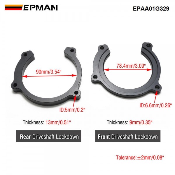 EPMAN CNC Aluminum Driveshaft Lockdown Kit Front & Rear for Subaru WRX STI 2008-2024 - Eliminates Movement EPAA01G329