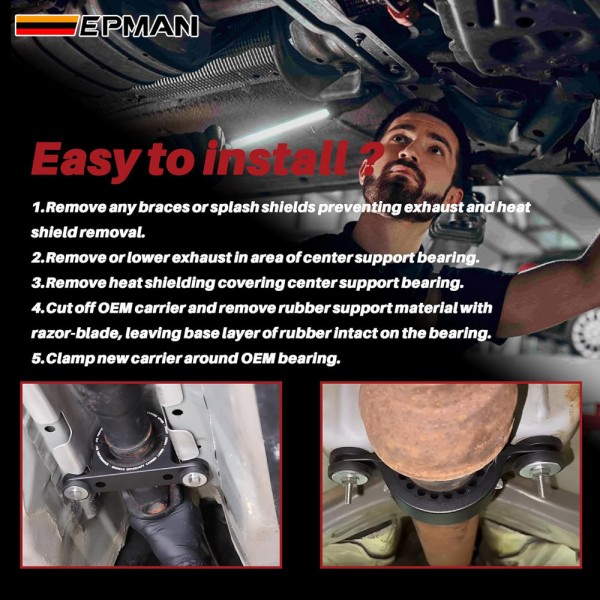 EPMAN Upgrade CHR03A0 Driveshaft Center Support Bearing Carrier For Dodge WD Durango 2011+, for Jeep WK2 Grand Cherokee 2011+ Replace 52853646AE 52853646AC EPAA09G21