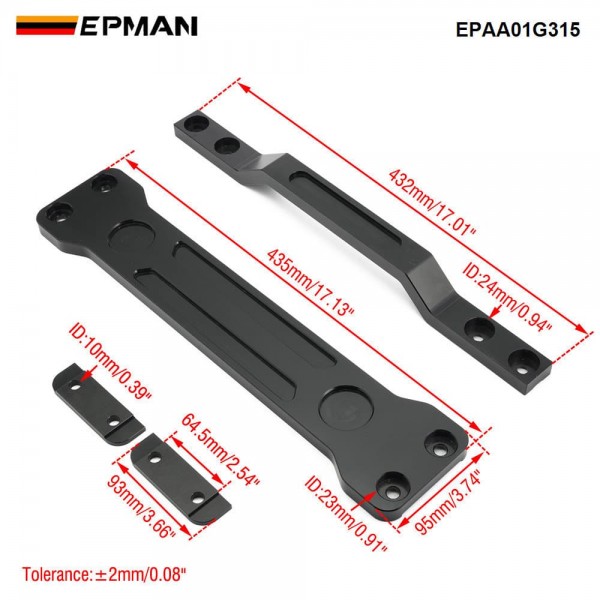EPMAN High-Stiffness CNC Aluminum Driveshaft Tunnel Brace For VW & Audi MK7/MK7.5/MK8 GTI Leon 5F FWD MQB EVO EPAA01G315