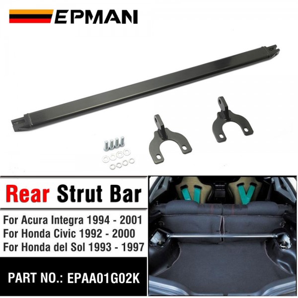 EPMAN Black Rear Strut Tie Bar for 92-00 Civic EG EK 93-97 Del Sol 94-01 Integra DC2 EPAA01G02 