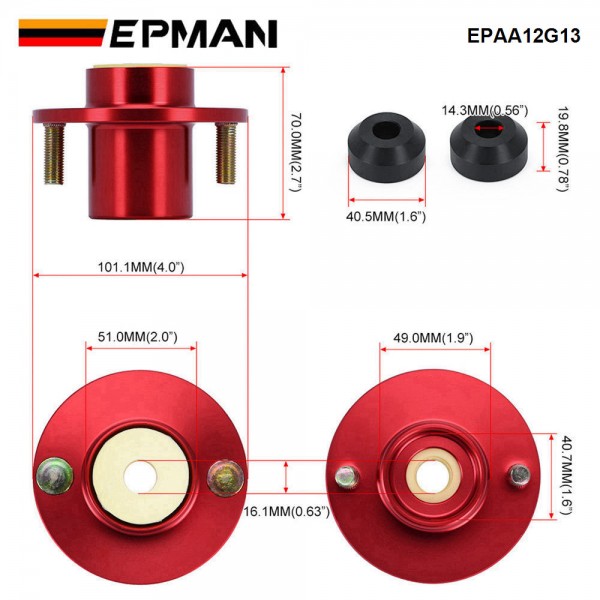 (MOQ:20 SETS) EPMAN 1SET Aluminum Top Hat Extender Coilover Shock Mount For 1988-2000 Honda Civic For Acura Integra 1990-2001 EPAA12G13 (MOQ:20 SETS) EPMAN 1SET Aluminum Top Hat Extender Coilover Shock Mount For 1988-2000 Honda Civic For Acura Integra 1990-2001 EPAA12G13