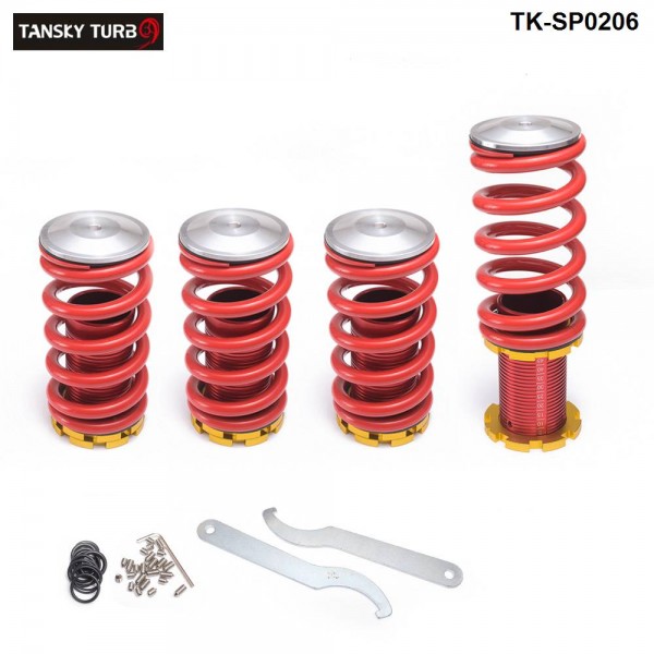 Tansky - High Performance Adjustable High Low Coilover Silver Lowering Spring For Honda Civic 02-06 TK-SP0206