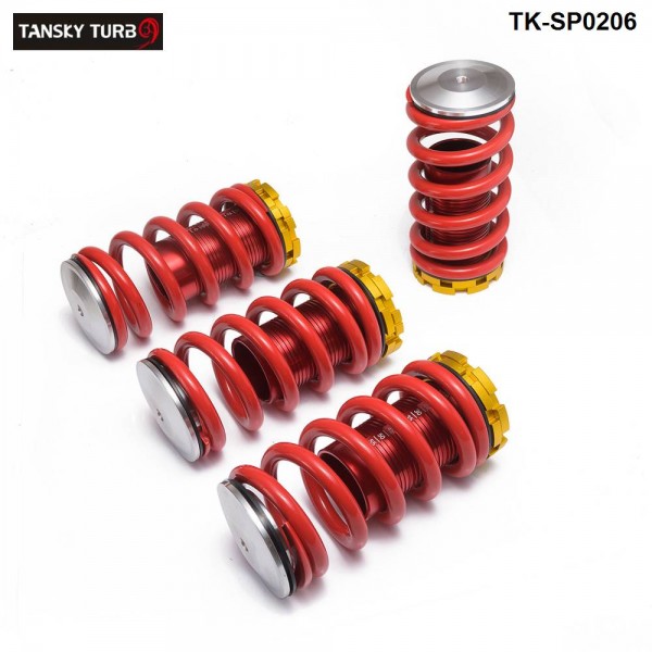 Tansky - High Performance Adjustable High Low Coilover Silver Lowering Spring For Honda Civic 02-06 TK-SP0206