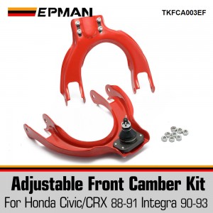 EPMAN Adjustable Front Upper Camber Kit Ball Joint Control Arm Compatible For Honda Civic CRX EF DA 88-91, 2-Pieces TKFCA003EF