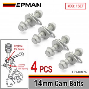 EPMAN 4 x 14mm Steel Car Four Wheel Alignment Adjustable Camber Bolts Gaskets Kit EPAA01G92 