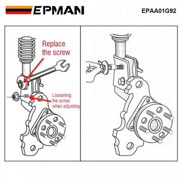 EPMAN 4 x 14mm Steel Car Four Wheel Alignment Adjustable Camber Bolts Gaskets Kit EPAA01G92 