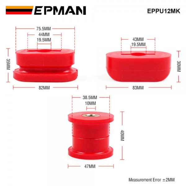 EPMAN Polyurethane Front Engine Mount Dog Bone Bushing Fit for VW Golf Jetta MK4 For Audi A3 A4 86-13 Engine Motor EPPU12MK EPMAN Polyurethane Front Engine Mount Dog Bone Bushing Fit for VW Golf Jetta MK4 For Audi A3 A4 86-13 Engine Motor EPPU12MK