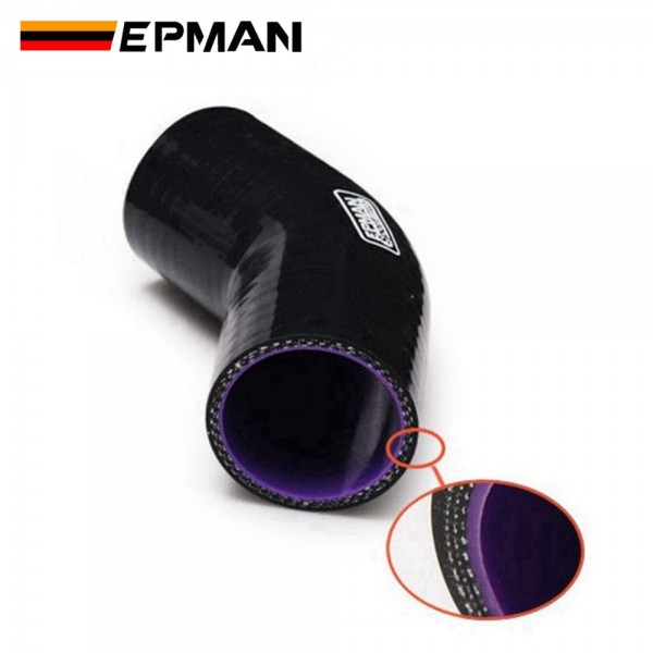 EPMAN 4-Ply Silicone Intercooler 45 Degree Elbow Coupler Hose BLACK ID 38mm 41mm 45mm 48mm 51mm 54mm 57mm 60mm 63mm 70mm 76mm 80mm 83mm 89mm 102mm EP-SS45RS