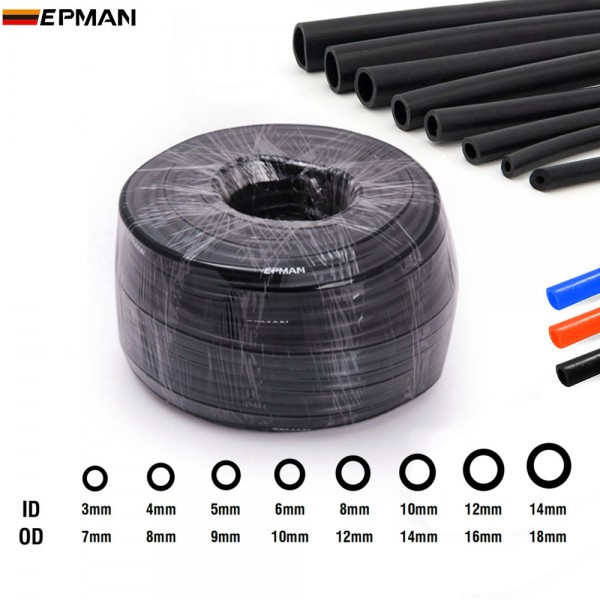 EPMAN Black Silicone Vacuum Hose Tubing SIlicone Pipe ID 3mm 4mm 5mm 6mm 8mm 10mm 12mm 14mm EP-VS