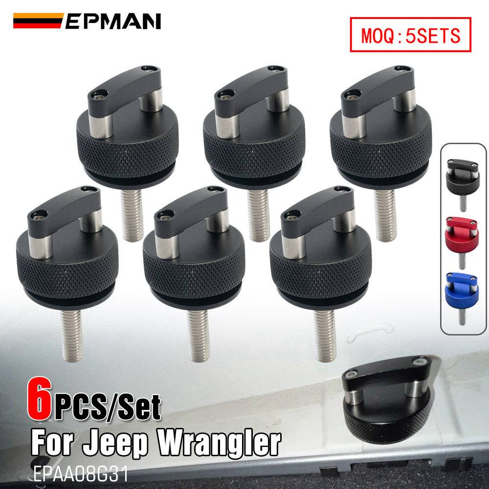 EPMAN Hard Top Quick Removal D-Ring Thumb Screws Billet Aluminum For Jeep Wrangler JK & JL 2007-2024 EPAA08G31